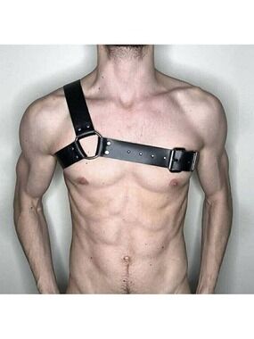 Black Leather Top Shoulder Suspenders Harness Belt BDSM Slave Fetish Bondage NWT